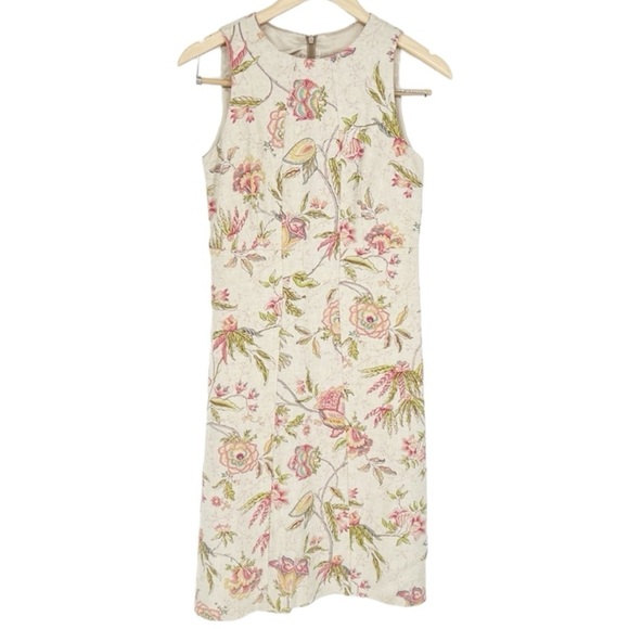 Lalage Beaumont Linen Botanical Floral Print Shift Dress Professional‎ - Picture 1 of 15